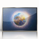 Earth Sunrise Wall Art - Glowing View of Earth from Space Decor Print