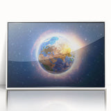 Earth Sunrise Wall Art - Glowing View of Earth from Space Decor Print