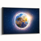 Earth Sunrise Wall Art - Glowing View of Earth from Space Decor Print