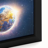 Earth Sunrise Wall Art - Glowing View of Earth from Space Decor Print