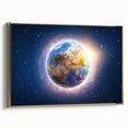 Earth Sunrise Wall Art - Glowing View of Earth from Space Decor Print
