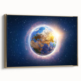Earth Sunrise Wall Art - Glowing View of Earth from Space Decor Print