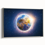 Earth Sunrise Wall Art - Glowing View of Earth from Space Decor Print