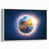 Earth Sunrise Wall Art - Glowing View of Earth from Space Decor Print