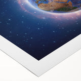 Earth Sunrise Wall Art - Glowing View of Earth from Space Decor Print
