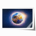 Earth Sunrise Wall Art - Glowing View of Earth from Space Decor Print