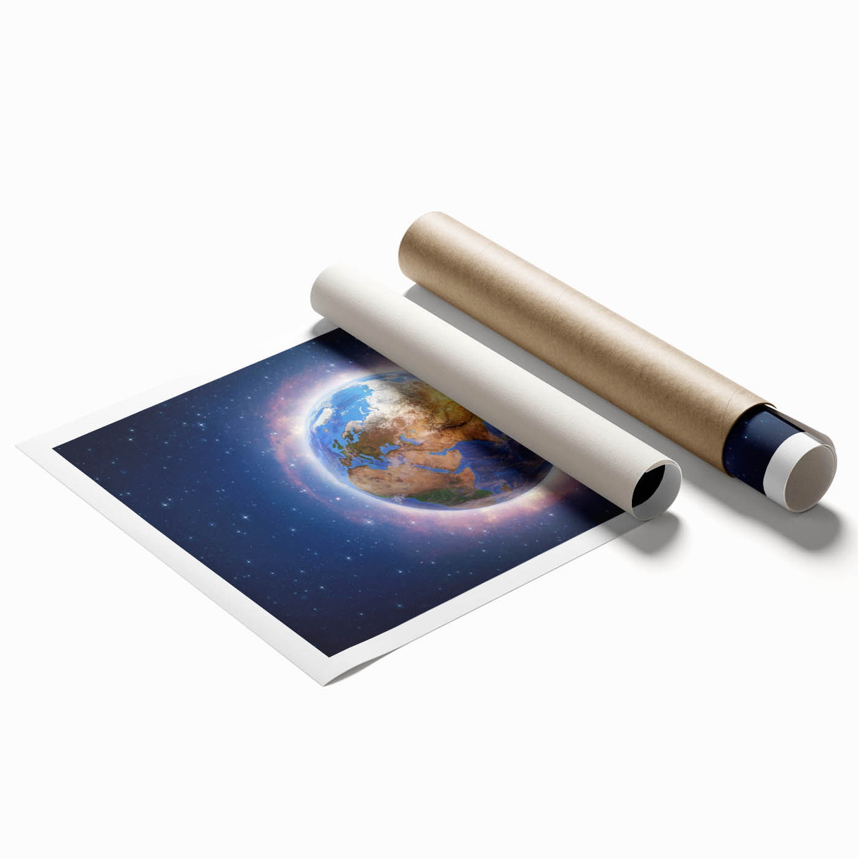 Earth Sunrise Wall Art - Glowing View of Earth from Space Decor Print