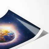 Earth Sunrise Wall Art - Glowing View of Earth from Space Decor Print
