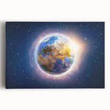 Earth Sunrise Wall Art - Glowing View of Earth from Space Decor Print