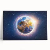 Earth Sunrise Wall Art - Glowing View of Earth from Space Decor Print