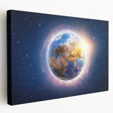 Earth Sunrise Wall Art - Glowing View of Earth from Space Decor Print
