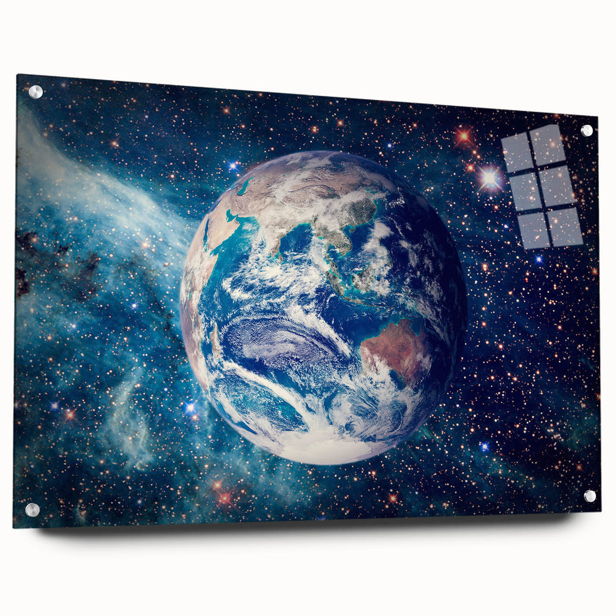 Earth and Stars Wall Art - Vibrant View of Earth in the Cosmos Decor