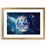 Earth and Stars Wall Art - Vibrant View of Earth in the Cosmos Decor