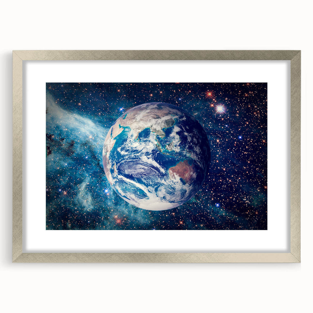 Earth and Stars Wall Art - Vibrant View of Earth in the Cosmos Decor