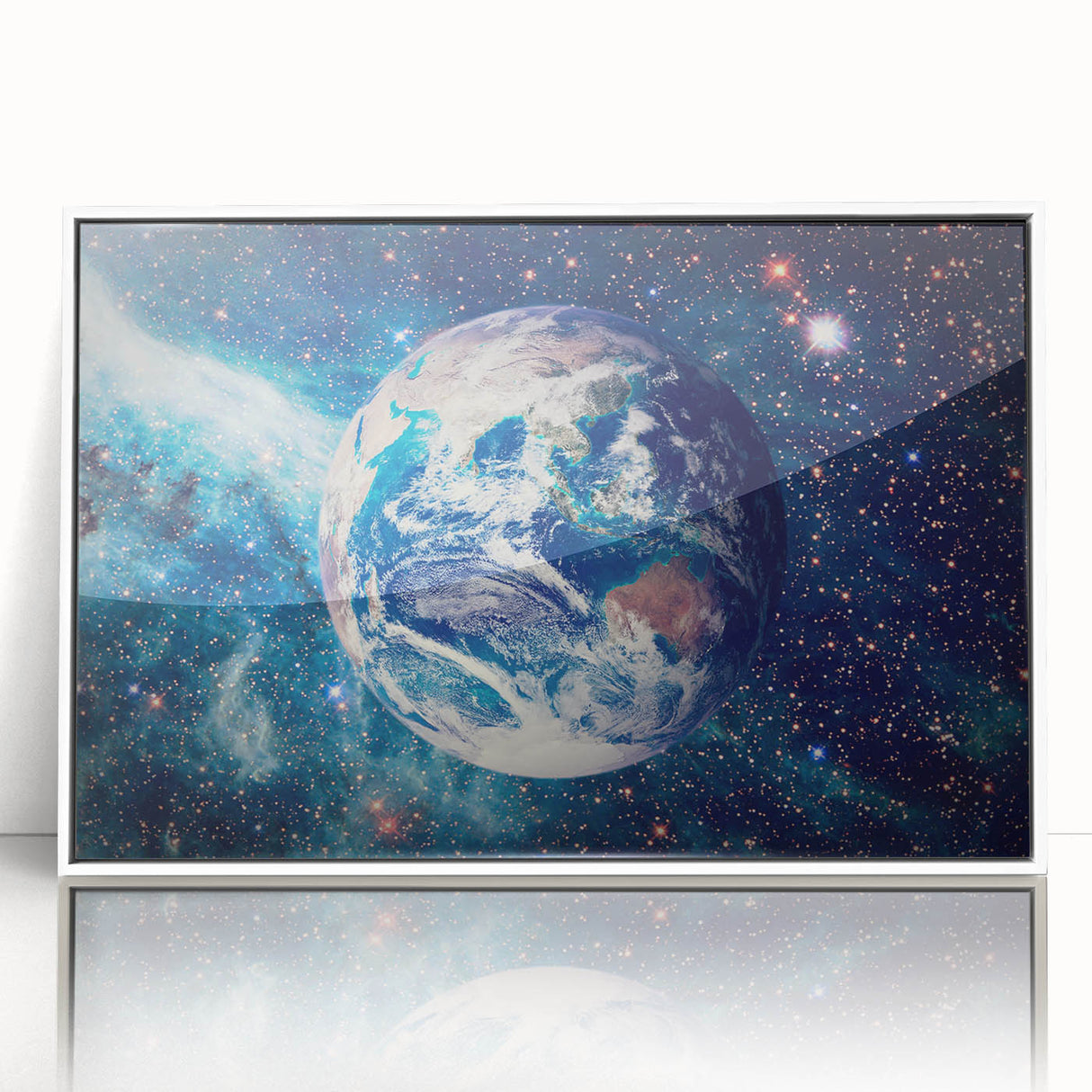 Earth and Stars Wall Art - Vibrant View of Earth in the Cosmos Decor