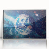 Earth and Stars Wall Art - Vibrant View of Earth in the Cosmos Decor