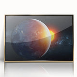 Earth and Sun Wall Art - Stunning Space and Sunrise Decor Print