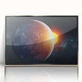 Earth and Sun Wall Art - Stunning Space and Sunrise Decor Print