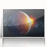Earth and Sun Wall Art - Stunning Space and Sunrise Decor Print