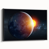 Earth and Sun Wall Art - Stunning Space and Sunrise Decor Print