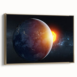 Earth and Sun Wall Art - Stunning Space and Sunrise Decor Print