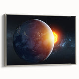 Earth and Sun Wall Art - Stunning Space and Sunrise Decor Print