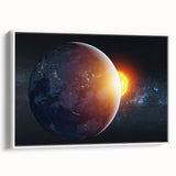 Earth and Sun Wall Art - Stunning Space and Sunrise Decor Print