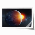 Earth and Sun Wall Art - Stunning Space and Sunrise Decor Print