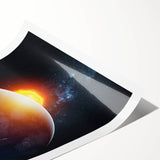 Earth and Sun Wall Art - Stunning Space and Sunrise Decor Print