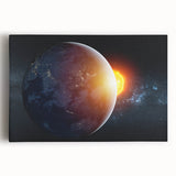 Earth and Sun Wall Art - Stunning Space and Sunrise Decor Print