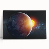 Earth and Sun Wall Art - Stunning Space and Sunrise Decor Print