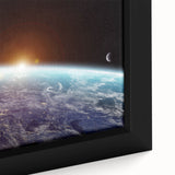 Sunrise Over Earth Wall Art - Space View of Earth with Moon Decor