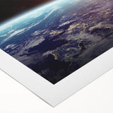 Sunrise Over Earth Wall Art - Space View of Earth with Moon Decor