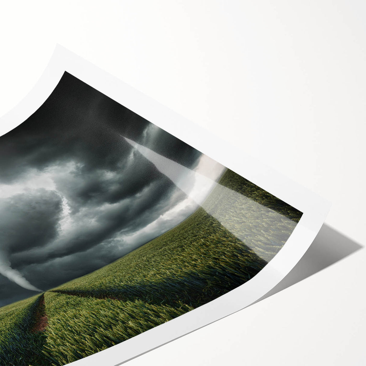Tornado in a Stormy Field - Earthy Phenomena Wall Art Print