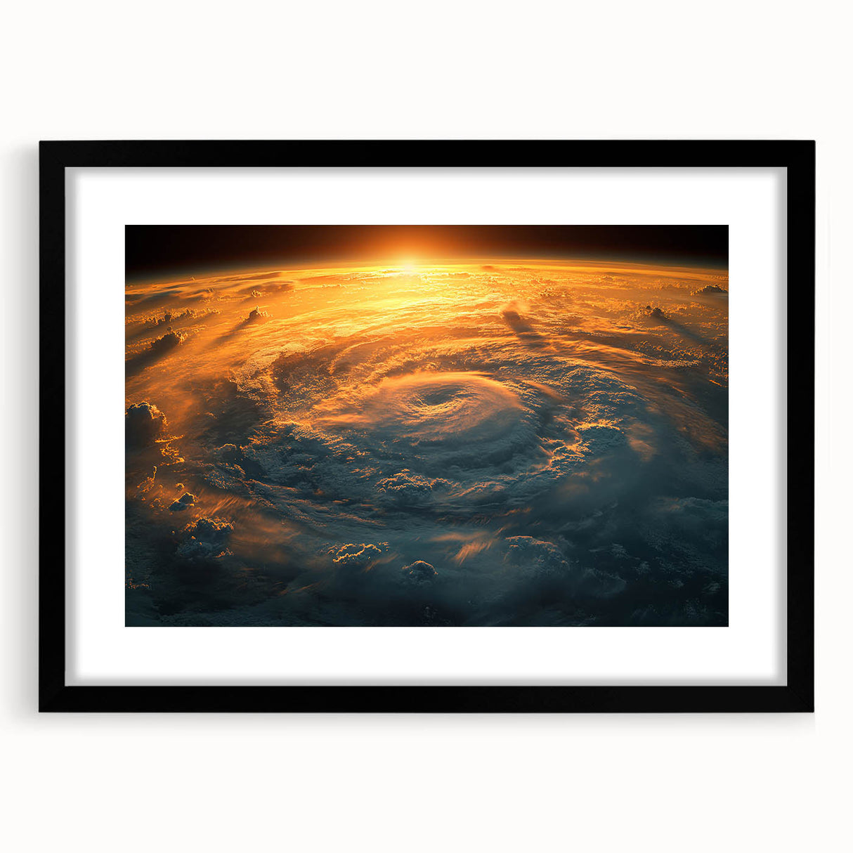 Sunlit Cyclone from Space - Earthy Phenomena Wall Art Print