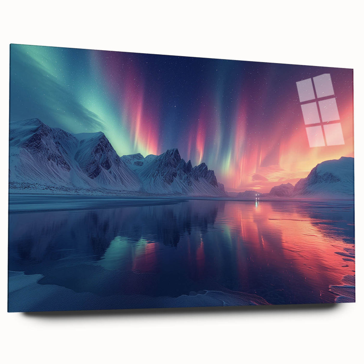 Aurora Borealis Over Frozen Landscape - Earth Phenomena Wall Art Print