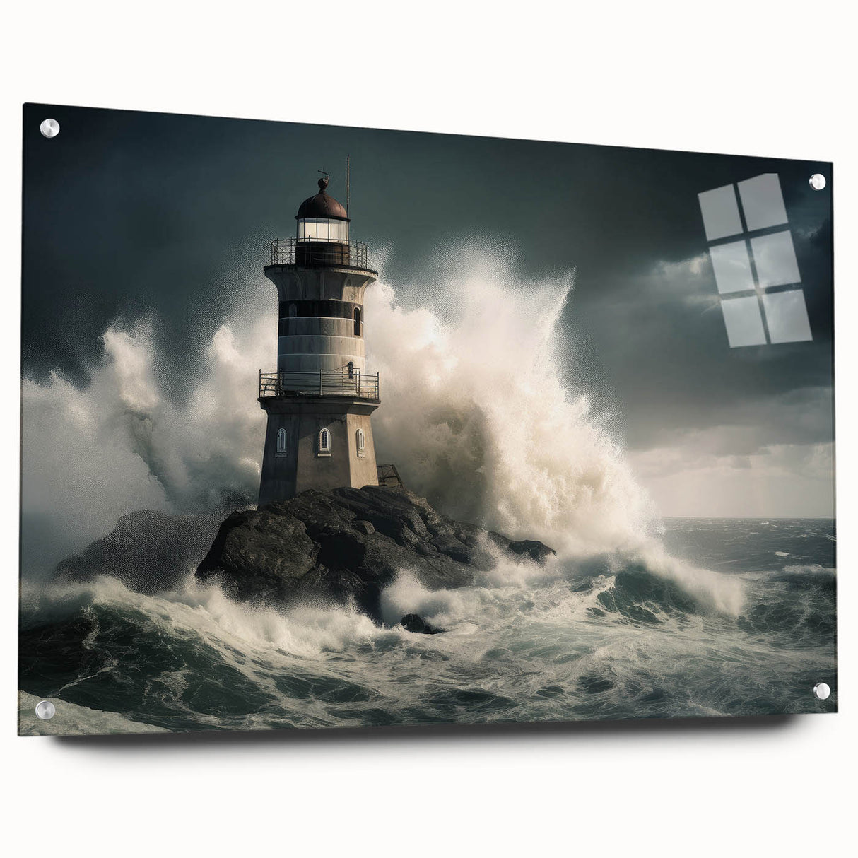 Stormy Lighthouse and Crashing Waves - Earthy Phenomena Wall Art Print