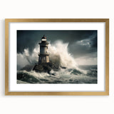 Stormy Lighthouse and Crashing Waves - Earthy Phenomena Wall Art Print