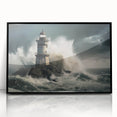 Stormy Lighthouse and Crashing Waves - Earthy Phenomena Wall Art Print