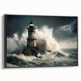 Stormy Lighthouse and Crashing Waves - Earthy Phenomena Wall Art Print