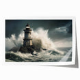 Stormy Lighthouse and Crashing Waves - Earthy Phenomena Wall Art Print