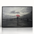Rainy Bridge with Red Umbrella - Earthy Phenomena Wall Art Print