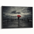 Rainy Bridge with Red Umbrella - Earthy Phenomena Wall Art Print