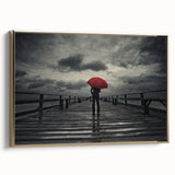 Rainy Bridge with Red Umbrella - Earthy Phenomena Wall Art Print