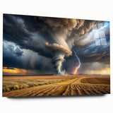 Tornado with Lightning in Rural Landscape - Earthy Phenomena Wall Art