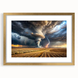 Tornado with Lightning in Rural Landscape - Earthy Phenomena Wall Art