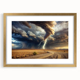 Tornado with Lightning in Desert Landscape - Earthy Phenomena Wall Art