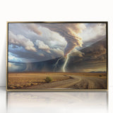 Tornado with Lightning in Desert Landscape - Earthy Phenomena Wall Art