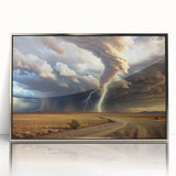 Tornado with Lightning in Desert Landscape - Earthy Phenomena Wall Art
