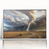 Tornado with Lightning in Desert Landscape - Earthy Phenomena Wall Art